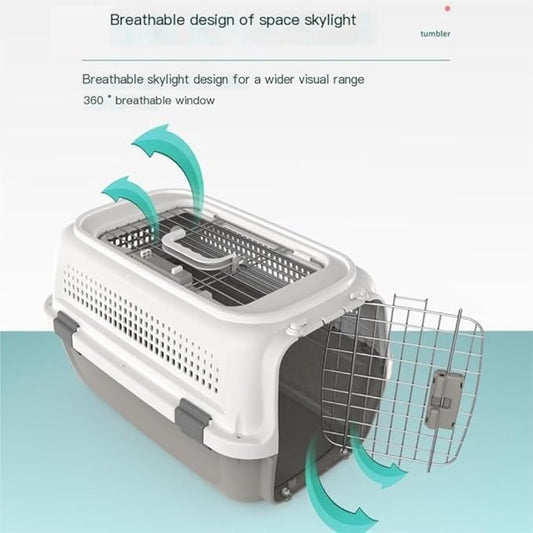 Cat and Dog Bags Pet Air Box with Skylight Pet Checked Box Outing Portable Box Cat Cage Dog Car Transport Box Air Box Pet Travel Bags(Green,A)