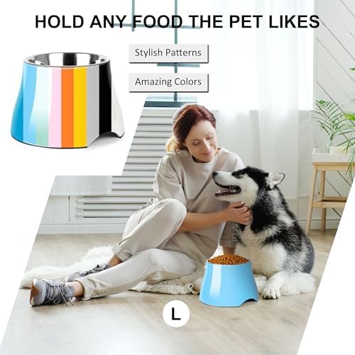 Dog Bowls,Cone Friendly Non Slip Single Dog Bowl with Stainless Steel Inner, Raised Bowls for Small and Medium Dogs Spaniel Dogs Long Ear, High Capacity, L/3 Cups Aqua Blue - Image 6
