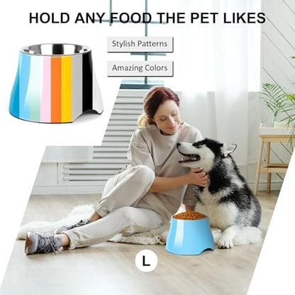 Dog Bowls,Cone Friendly Non Slip Single Dog Bowl with Stainless Steel Inner, Raised Bowls for Small and Medium Dogs Spaniel Dogs Long Ear, High Capacity, L/3 Cups Aqua Blue - Image 6