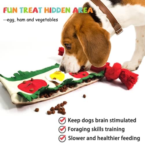 lilfrd Burrito Snuffle Mat Dog Toy, Squeaky Crinkle Rope Puzzle Taco Toy - Image 2