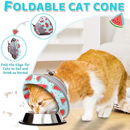 Cat Cone Collar Soft to Stop Licking, Adjustable, Foldable Lightweight Kitten Cones After Surgery Recovery for Cats & Kittens, Cat Cone Alternative, Easy Eating (Blue, M) - Image 3
