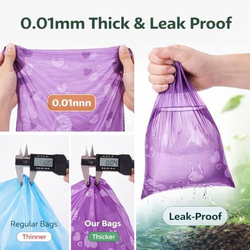BPI Certified Compostable Dog Poop Bags 300 Count, Extra Thick Leak-Proof Pet Waste Bags, ASTM D6400 Biodegradable, 9 x 13 Inches for Small & Large Dogs - Image 3