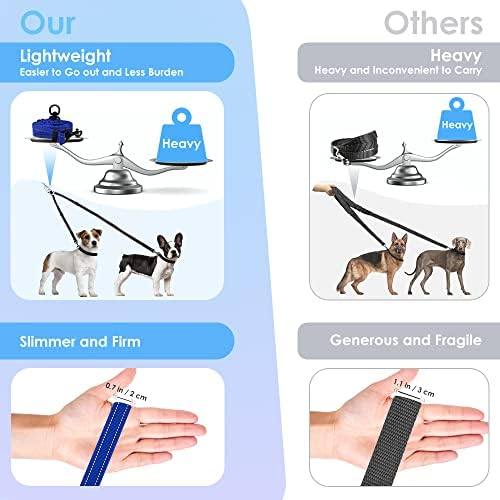 AUTOWT Double Dog Leash, No Tangle 360°Swivel Rotation Reflective Lead Attachment Adjustable Length Dual Two Dogs Lead Splitter, Comfortable Shock Absorbing Walking Training for 2 Dogs - Image 2