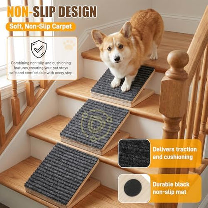 Dog Ramp for Stairs 4 Pack, Adjustable Non-Slip Wooden Stair Wedges - Image 5