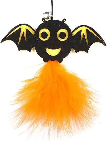 Cat Toys Interactive Cat Toy Feather Cat Toy Cat Stick Cat Wand Toy Feather with Bells Halloween Elemente Retractable Cat Teaser Toy for Kitty Kitten Scratching Exercise Indoor Pack of 3