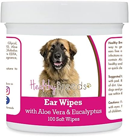 Healthy Breeds Leonberger Ear Cleaning Wipes with Aloe & Eucalyptus for Dogs 100 Count by HealthyBreeds