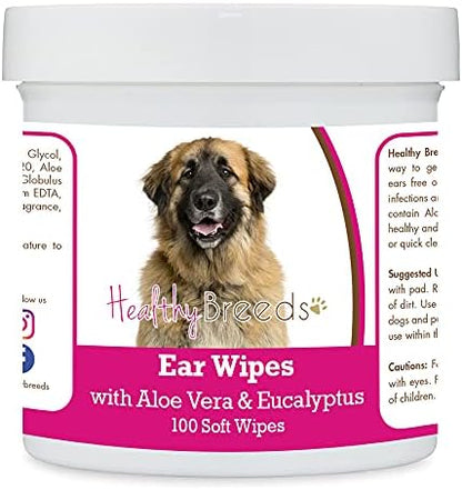 Healthy Breeds Leonberger Ear Cleaning Wipes with Aloe & Eucalyptus for Dogs 100 Count by HealthyBreeds