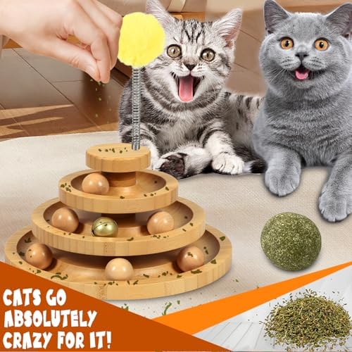DoogCat Cat Ball Track - 3-Level Cat Ball Tower with 9 Removable Balls for Interactive Play and Mental, Physical Exercise - Large Size - Image 2