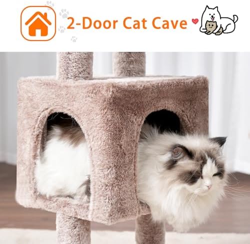 Heybly Cat Tree, 40" Tower with All-Sisal Wrapped Scratching Post HCT006SMU - Image 6
