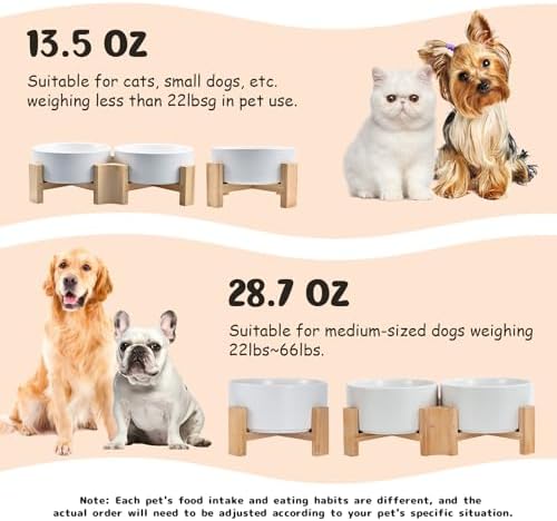SPUNKYJUNKY 15° Slanted Ceramic Dog and Cat Bowl with Wooden Stand, Tilted Bulldog Food and Water Bowl No Slip Non-Spill for Cats Medium Dogs Big Face Pets 28.7 OZ (3.6 Cups, White) - Image 5