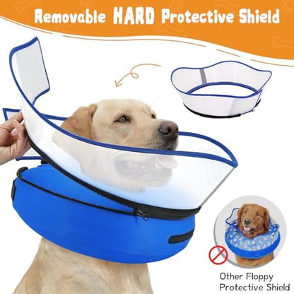 Elevated Inflatable Dog Cone Collar Alternative After Surgery, Dog Donut Collar, Soft Pet Cone to Stop Licking for Small Medium Large Dogs - Image 3