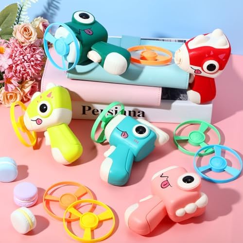 Arrowbash 45 Pcs Cat Fetch Toy Bulk, 5 Launchers with 40 Colorful Flight Propellers Cat Playing Tracking Interactive Toys for Kitten Adult Chasing Training Hunting - Image 2