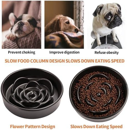 8.26 in Black Ceramic Slow Feeder Dog Bowl for Medium and Large Breed,Pet Feeding Dog Food Water Dish Heavy Weighted,Puppy Bowl for Fast Eaters,Puzzle Slow Eating Dish Modern Maze - Image 4