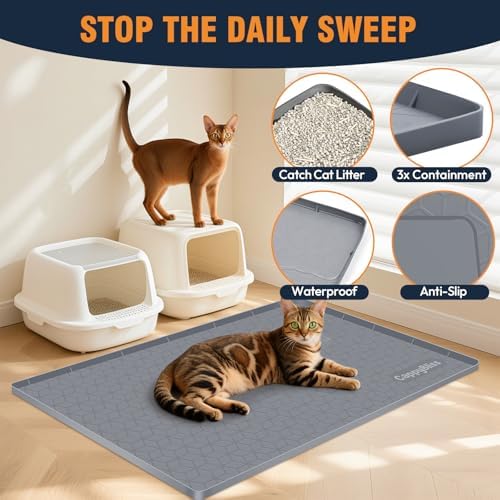 Cat Litter Mat, 34"x22" Waterproof Silicone, Litter Trapping - Image 2