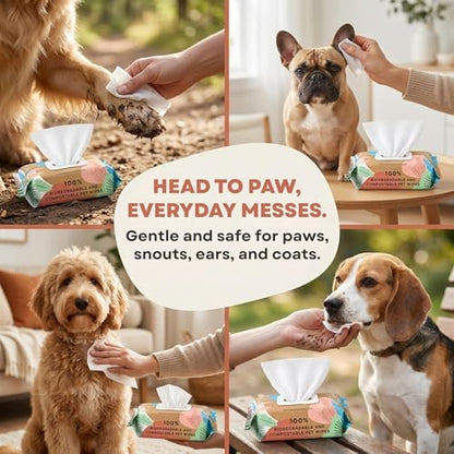 Eco Wave Dog & Cat Grooming Wipes, Unscented, Hypoallergenic, Compostable - Image 2