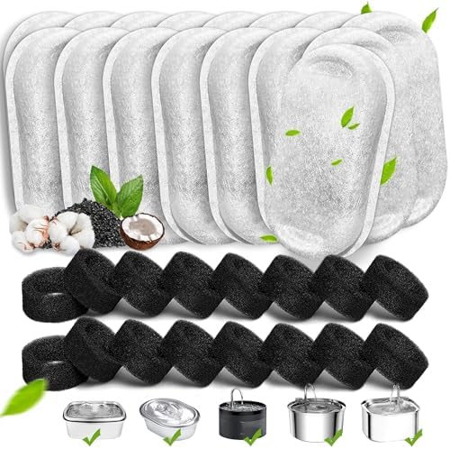 Cat Water Fountain Filters, 32 Pack Pet Fountain Replacement Filter by Whksoy