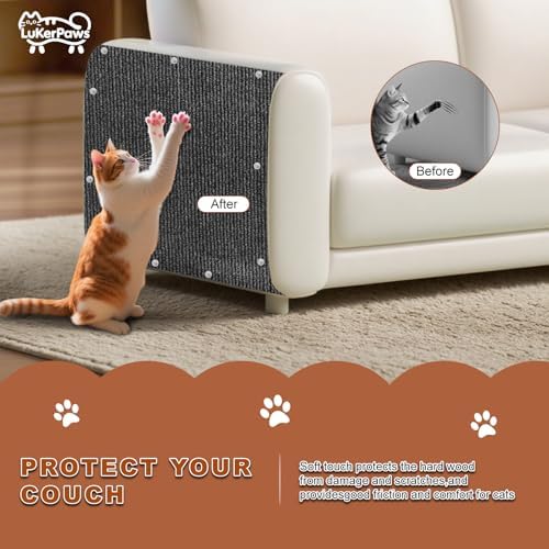 Cat Scratch Mat, Self-Adhesive Trimmable cat Scratch Furniture Protector for Couch, cat Scratch pad，cat Tree，DIY Climbing Carpet for Cat Tower Replacement Pads (Black, 78.7" x 15.8") - Image 2