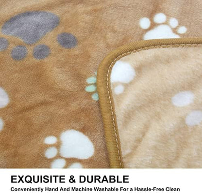 1 Pack 3 Puppy Blankets Super Soft Warm Sleep Mat Cute PAW Print Blanket Fleece Pet Blanket Flannel Throw Dog Blankets for Small Dogs Puppy Cats,Gray/White/Brown-Small(23"x15") - Image 5