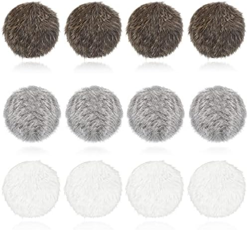 LEIFIDE 12 Pcs Real Rabbit Fur Ball Poms Cat Toys, Gray, Coffee, White by LEIFIDE