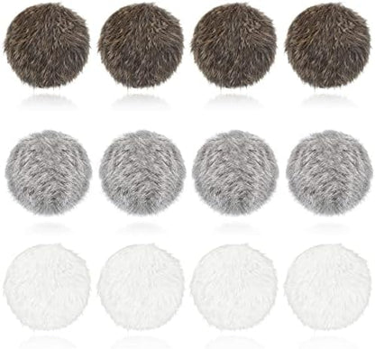 LEIFIDE 12 Pcs Real Rabbit Fur Ball Poms Cat Toys, Gray, Coffee, White by LEIFIDE