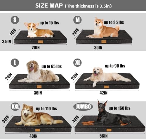 Patas Lague Orthopedic Large Dog Bed Washable Pet Sofa Mat 48''X30'' Black - Image 5