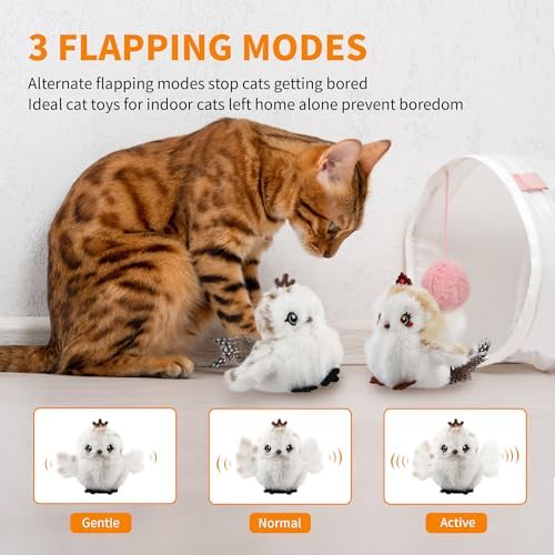 Gigwi Flappy Bird Cat Toy For Indoor Cats, Rechargeable Lifelike Sandpiper Interactive Flapping Bird Cat Toy Tweet, Flapping Wings & Lively Chirping, Catnip Toys For Kitten, Touch Activated (Couple) - Image 3