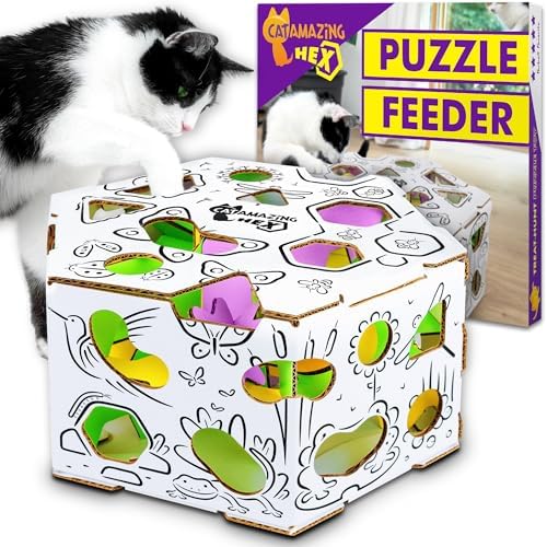 Cat Amazing HEX – Interactive Cat Treat Puzzle Box & Puzzle Feeder – Treat Maze Box for Indoor Cats – Enrichment Food Dispenser Toy! by CatAmazing