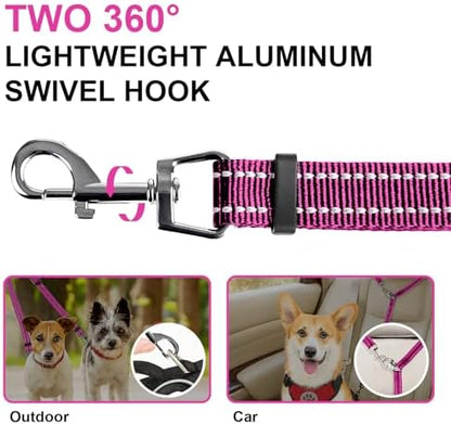 MingXpet Double Dog Leash for Two Dogs, No Pull Dog Leash, 360° Swivel No Tangle for Small Dogs Walking & Training, Shock Absorbing Reflective Bungee, Rose - Image 3