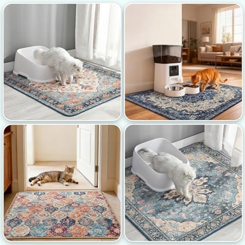 Hompet Cat Litter Mat 2 Pack, 36x48 Machine Washable Trapping Mats for Cats, Super Absorbent & Urine-Proof Cat Litter Box Mat for Floor, Waterproof & Non Slip Kitty Litter Rug - Image 4