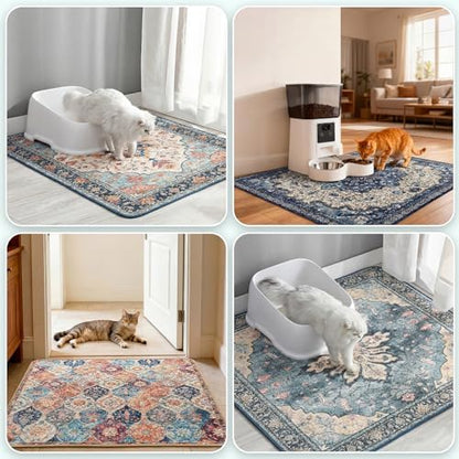 Hompet Cat Litter Mat 2 Pack, 36x48 Machine Washable Trapping Mats for Cats, Super Absorbent & Urine-Proof Cat Litter Box Mat for Floor, Waterproof & Non Slip Kitty Litter Rug - Image 4