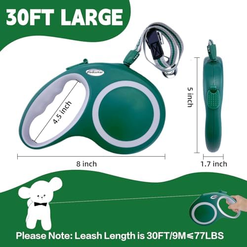 Retractable Dog Leash, Meekamar 30 FT Dog Walking Leash for Medium Large Dogs up to 77 lbs, Heavy Duty No Tangle, Large - Image 2