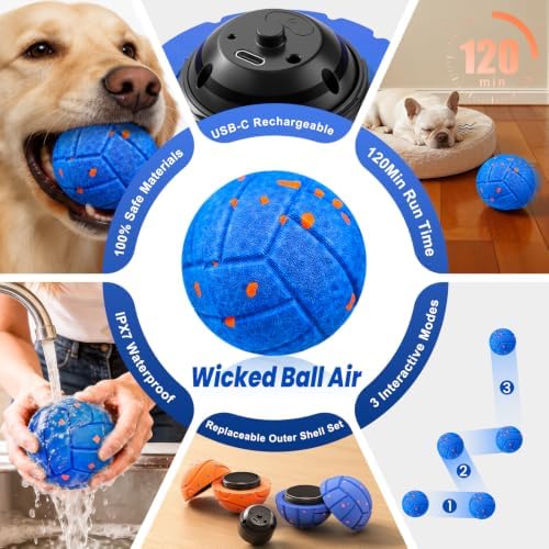 Smart Interactive Dog Toy to Keep Them Busy, Automatic Moving, E-TPU Material, 3 Interactive Modes, IPX7 Waterproof, USB Rechargeable, Active Rolling Ball for Puppy, Medium and Large Dogs (Blue) - Image 7