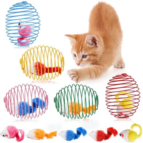 Jecery 5 Pcs Cat Toys Spring,Mouse,Bright Color by Jecery
