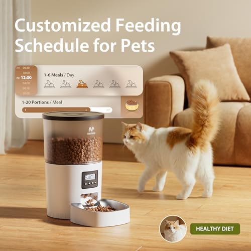 IMIPAW Automatic Cat Feeder, 3L Timed Pet Dry Food Dispenser with Clog-Free Design, Auto Feeder for Cats, 1-6 Meals Per Day, Desiccant Bags, with Stainless Steel - Image 2