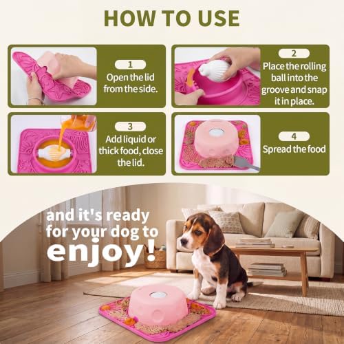 Pezluxe Slow Feeder Dog Bowls & Lick Mat,Dog Licking Bowl with Rolling Ball - Image 2