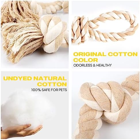 PetiFine Dog Rope Toys for Large/Medium Dogs,Cotton Chew Toys with Handle - Image 2