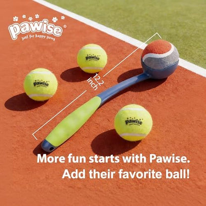 PAWISE Dog Ball Launcher for Small & Medium Dogs, 12.2" Dogs Fetch Toy with Tennis Ball + 3-Pack Squeaky Tennis Balls, Portable Hands-Free Pick-Up Thrower for Indoor & Outdoor Play - Image 6