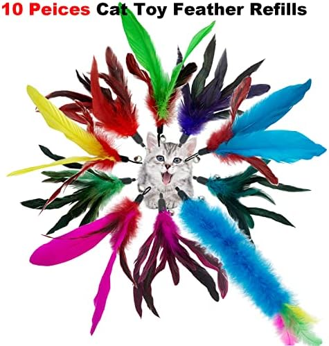 CATENESS Cat Feather Toys Refills, 10 Pieces Cat Wand Replacement Feathers Toy for Indoor Cats - Image 3