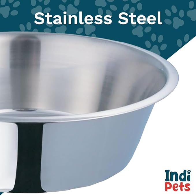 INDIPETS Standard Feeding Dish: Pet Water and Food Bowl | 0.5 Pint, Stainless Steel (PN: 800006)