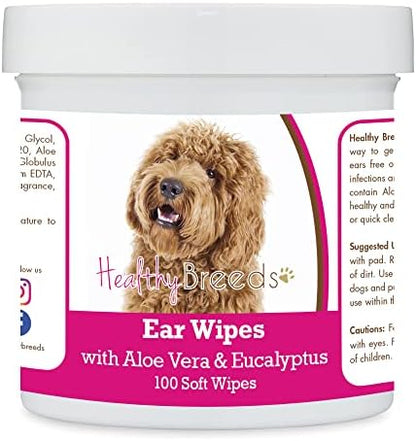 Healthy Breeds Labradoodle, Golden, Ear Cleaning Wipes with Aloe & Eucalyptus for Dogs 100 Count by HealthyBreeds