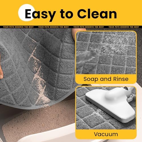 Conlun Cat Litter Mat Litter Trapping Mat, 30" x 20" Premium Durable PVC Grid Mesh with Scatter Control, Non-slip, Less Waste Cat Litter Box Mat, Soft on Kitty’s Paws, Urine Waterproof - Image 7