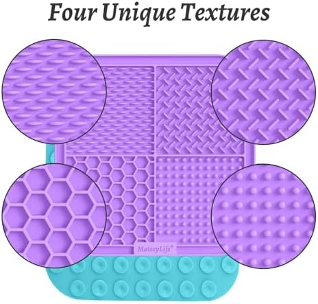 MateeyLife 2PCS Large Lick Mat for Dogs and Cats, Licking Mats for Dog Anxiety Relief, Cat Peanut Butter Lick Pad for Boredom Reducer, Dog Treat Mat Perfect for Bathing Grooming Purple&Light Blue - Image 2