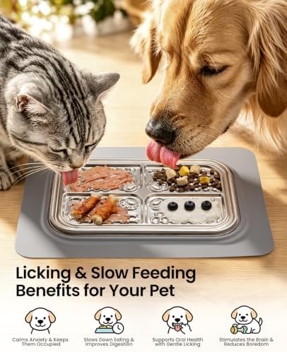 ROJECO Pets Lick Mats,Slow Feeder Licking Pad with Spatula,4-Section - Image 2