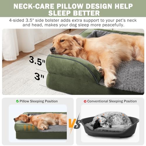 INVENHO Orthopedic Dog Beds Large Sized, XL Egg-Crate Foam Dog Couch with Washable Removable Cover, Waterproof Lining and Nonskid Bottom - Image 5
