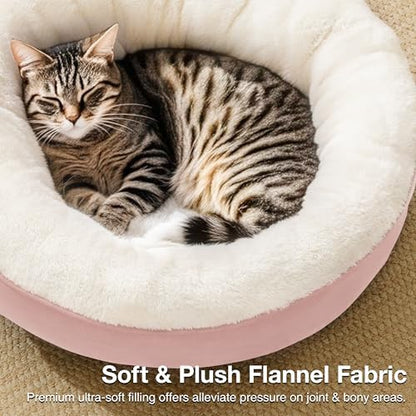 Love's cabin Round Donut Cat and Dog Cushion Bed, 20in Pet Bed for Cats or Small Dogs, Anti-Slip & Water-Resistant Bottom, Super Soft Durable Fabric Pet Beds, Washable Luxury Cat & Dog Bed Pink - Image 6