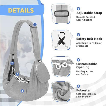 SlowTon Dog Carrier Sling - Thick Padded Shoulder Strap Adjustable, Cloud L - Image 2