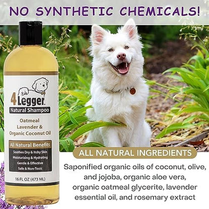 4Legger All Natural Organic Oatmeal Dog Shampoo for Itchy Skin with Aloe, Coconut & Lavender Essential Oil, Hypoallergenic, Moisturizing for Normal, Dry, Itchy, or Sensitive Skin, USA Made, 16 oz - Image 5