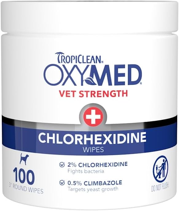 TropiClean OxyMed Chlorhexidine Dog Wipes, Gentle & Effective, 100ct by TropiClean