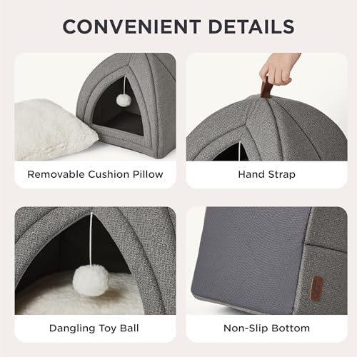 Bedsure 2in1 Cat Beds for Indoor Cats Cave for Kitten with Washable Pillow - Image 4