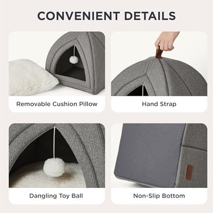 Bedsure 2in1 Cat Beds for Indoor Cats Cave for Kitten with Washable Pillow - Image 4